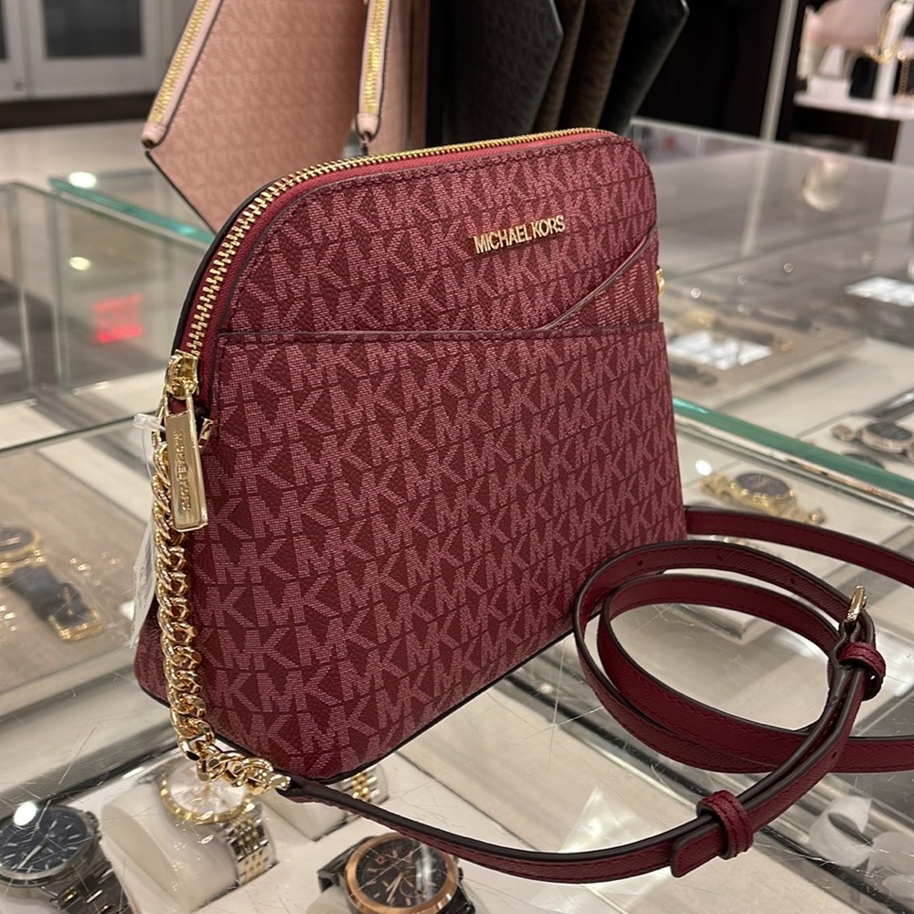 MICHAEL KORS Jet Set Medium Logo Dome Satchel Mulberry Multi - Picture 9 of 16